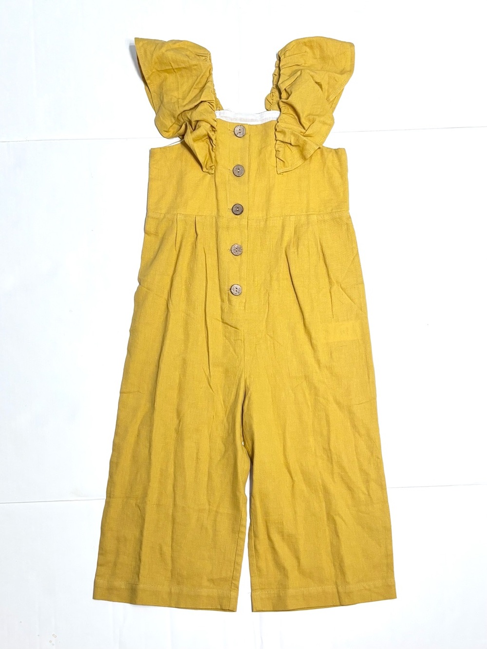 NEW Vignette Girls Mustard Yellow Gold Ruffle Shoulder "Rosie" Jumpsuit Size 6